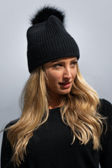 Sustainable Cashmere Hat - Black - Dongli Cashmere