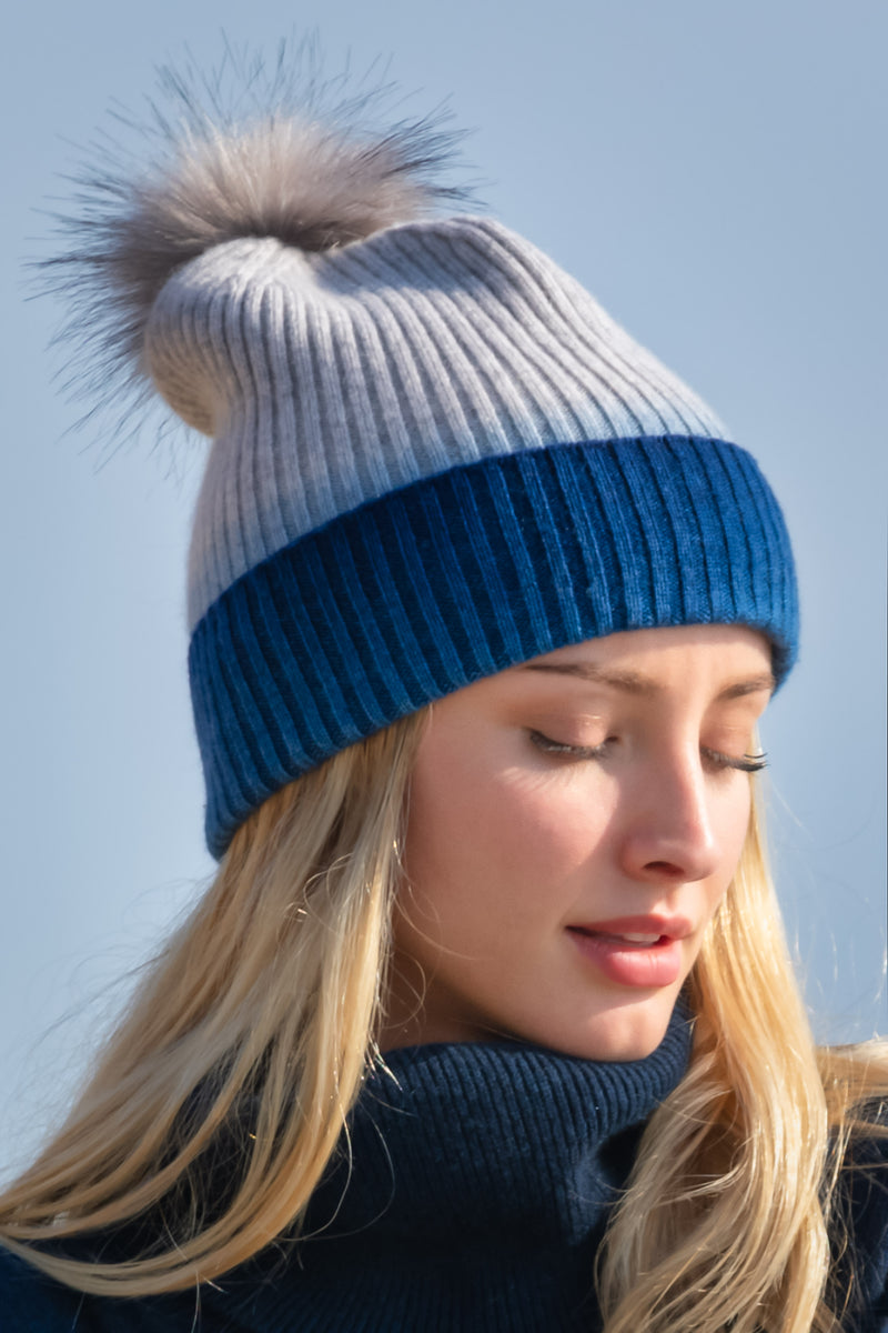 Sustainable Cashmere Hat - Blue - Dongli Cashmere