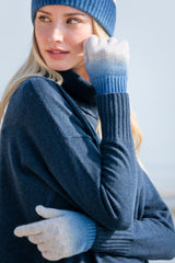 Sustainable Cashmere Glove - Blue Dip-Dye - Dongli Cashmere