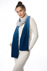 Sustainable Cashmere Lofty Scarf - Blue Dip-Dye - Dongli Cashmere