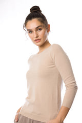Sustainable Cashmere Crew Neck Sweater - Camel - Dongli Cashmere