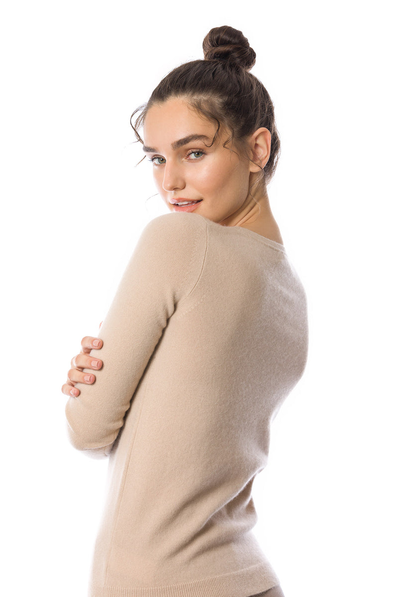 Sustainable Cashmere Crew Neck Sweater - Camel - Dongli Cashmere