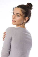 Sustainable Cashmere Crew Neck Sweater - Pearl Grey - Dongli Cashmere