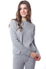 Sustainable Cashmere Waffle Knit Sweatshirt - Heather Grey - Dongli Cashmere