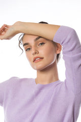 Sustainable Cashmere Waffle Knit Sweatshirt - Soft Lilac - Dongli Cashmere