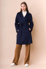 Woven Cashmere Coat with Tie