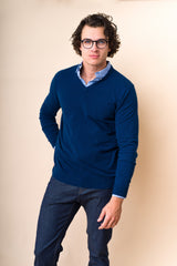 Mens Classic V-Neck Sweater - Dongli Cashmere