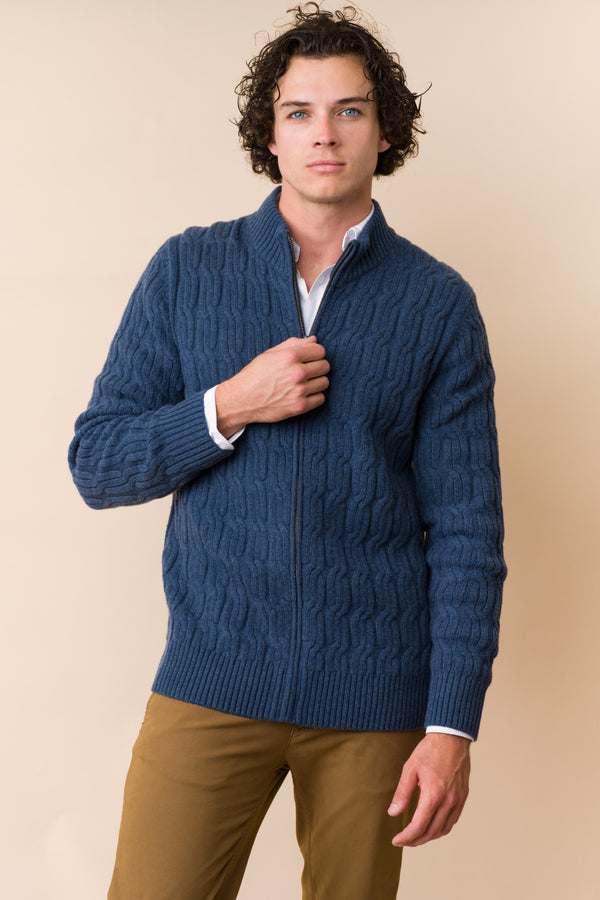 Zip Front Cable Cardigan