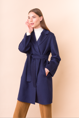Woven Cashmere Coat with Tie
