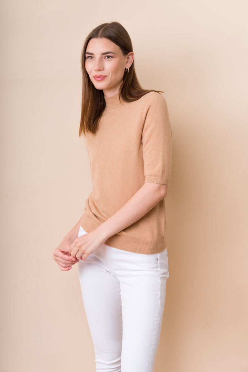 Baby Cashmere Half Sleeve Low Turtle Neck - Dongli Cashmere