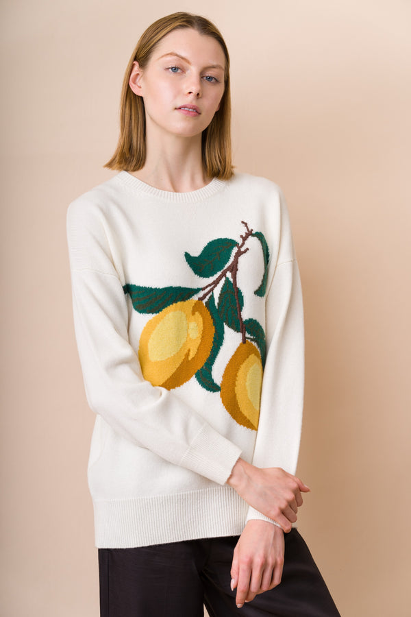 Lemon Motif Sweater - Dongli Cashmere